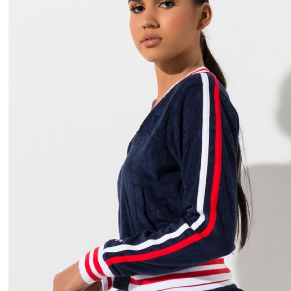 Champion Terry Cloth Warm Up Zip Up Jacket - Picture 6 of 9